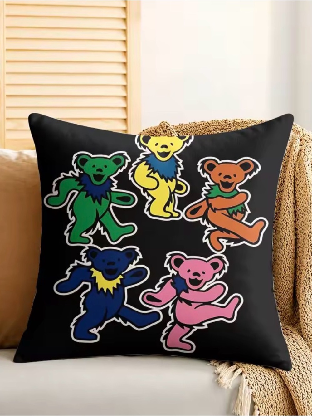Grateful Dead Cushion Cover Short Plush Dust proof Sofa Pillow Case Home Decor